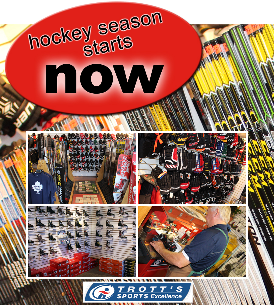 Hockey Season starts NOW at Trott's Sports Excellence in downtown Collingwood